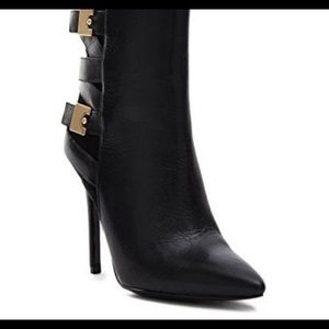 Marciano Leather Bianca buckle ankle boots.
